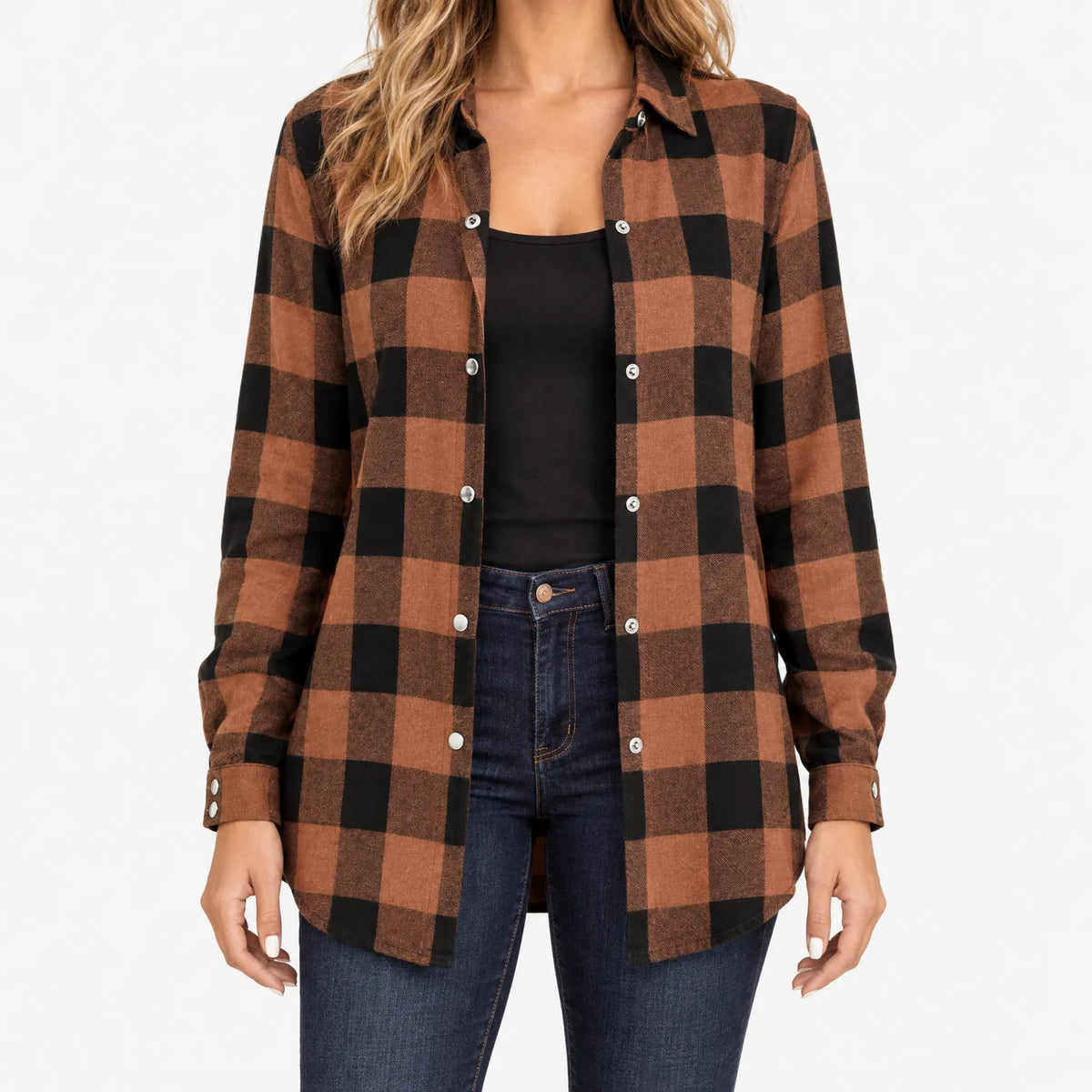 Bryxley  - Ladies Check Shirt Layering Over Tops