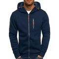 Men's hooded full-zip hoodie with chest and side zip pockets