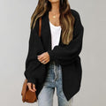 Women's long-sleeved open front chunky knit cardigan