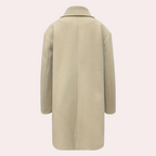 Women's short double-breasted coat with wide collar and flap pockets