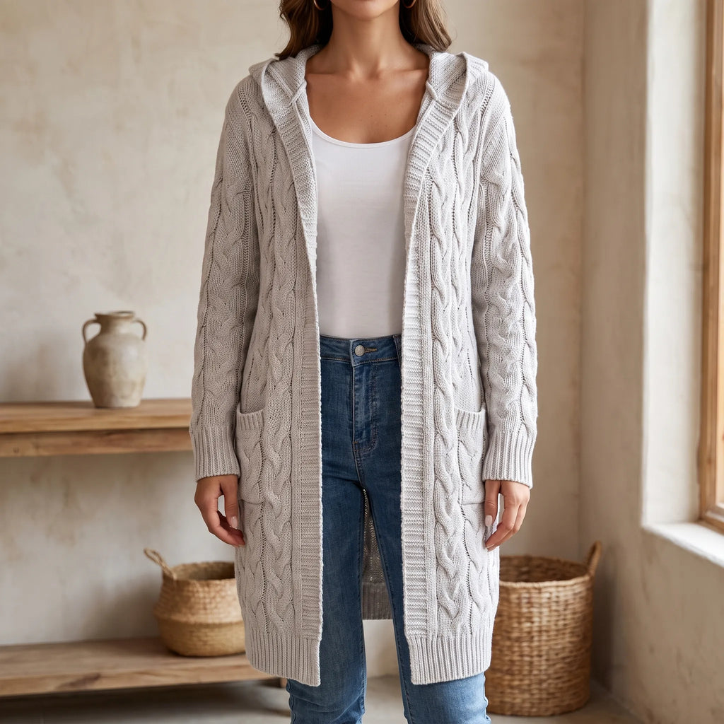 CableKnits  - Cardigan Lungo Lavorato A Trecce Abbigliamento A Strati