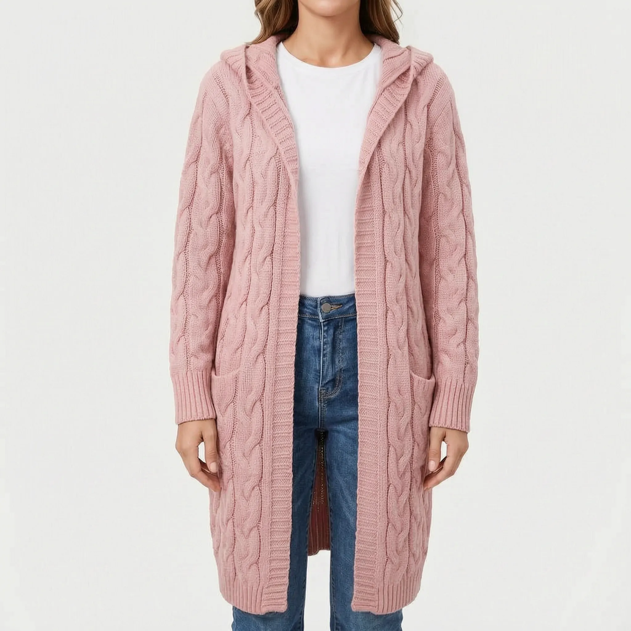 CableKnits  - Cardigan Lungo Lavorato A Trecce Abbigliamento A Strati
