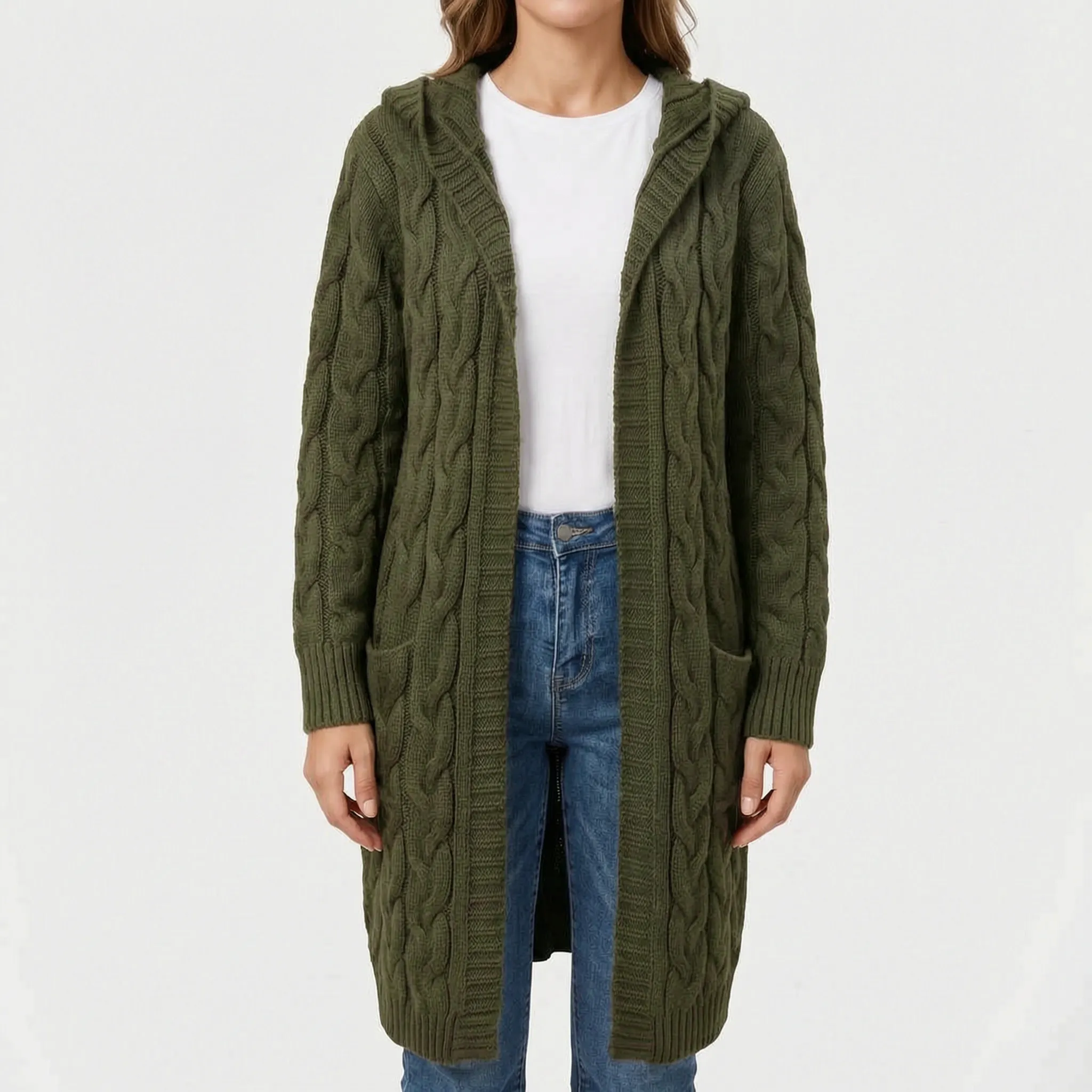 CableKnits  - Cardigan Lungo Lavorato A Trecce Abbigliamento A Strati