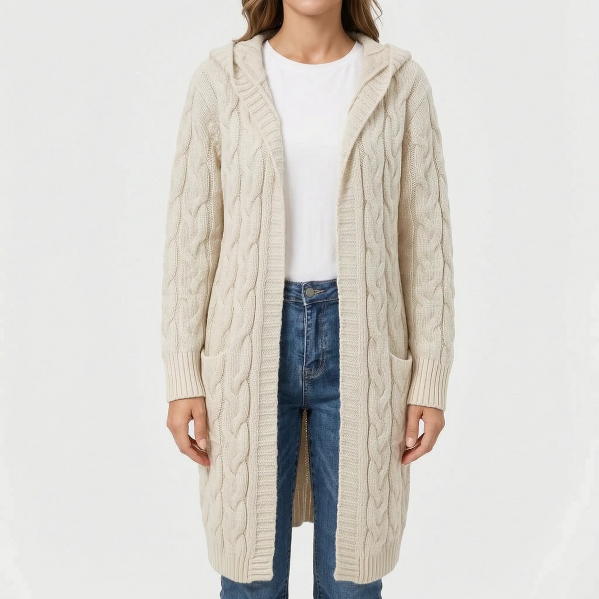 CableKnits  - Cardigan Lungo Lavorato A Trecce Abbigliamento A Strati