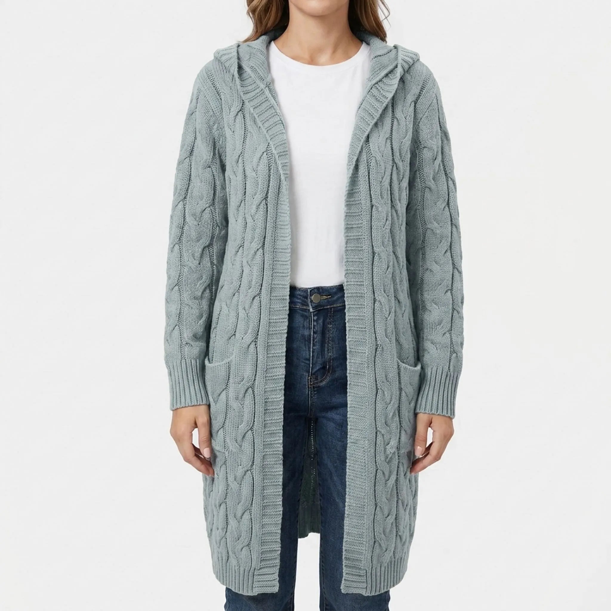 CableKnits  - Cardigan Lungo Lavorato A Trecce Abbigliamento A Strati