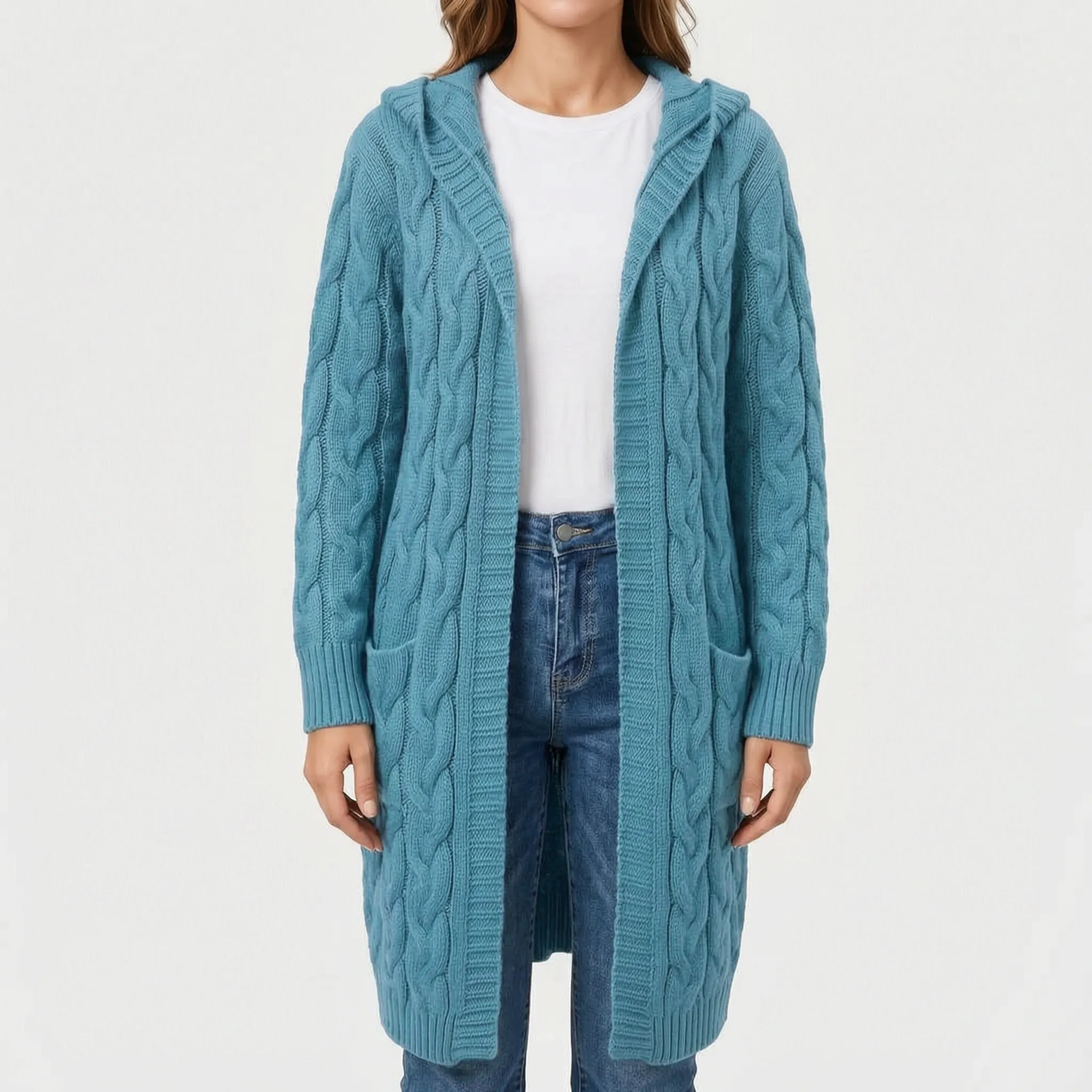 CableKnits  - Cardigan Lungo Lavorato A Trecce Abbigliamento A Strati