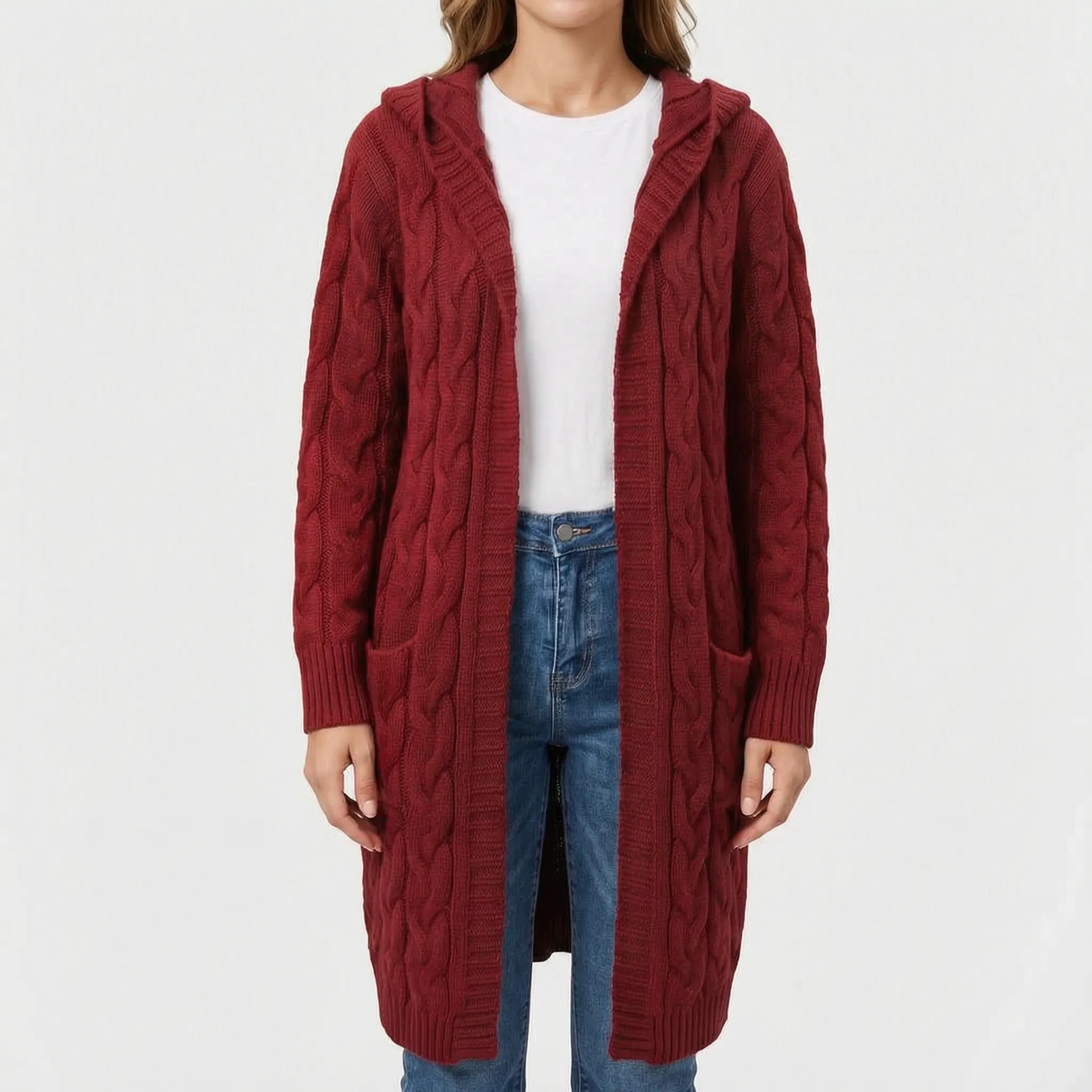 CableKnits  - Cardigan Lungo Lavorato A Trecce Abbigliamento A Strati