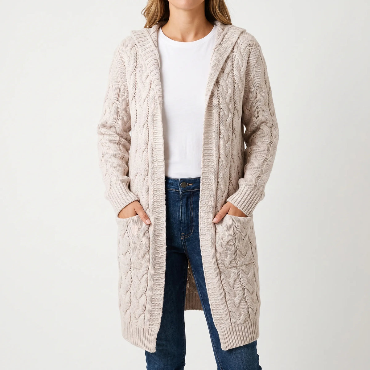 CableKnits  - Cardigan Lungo Lavorato A Trecce Abbigliamento A Strati