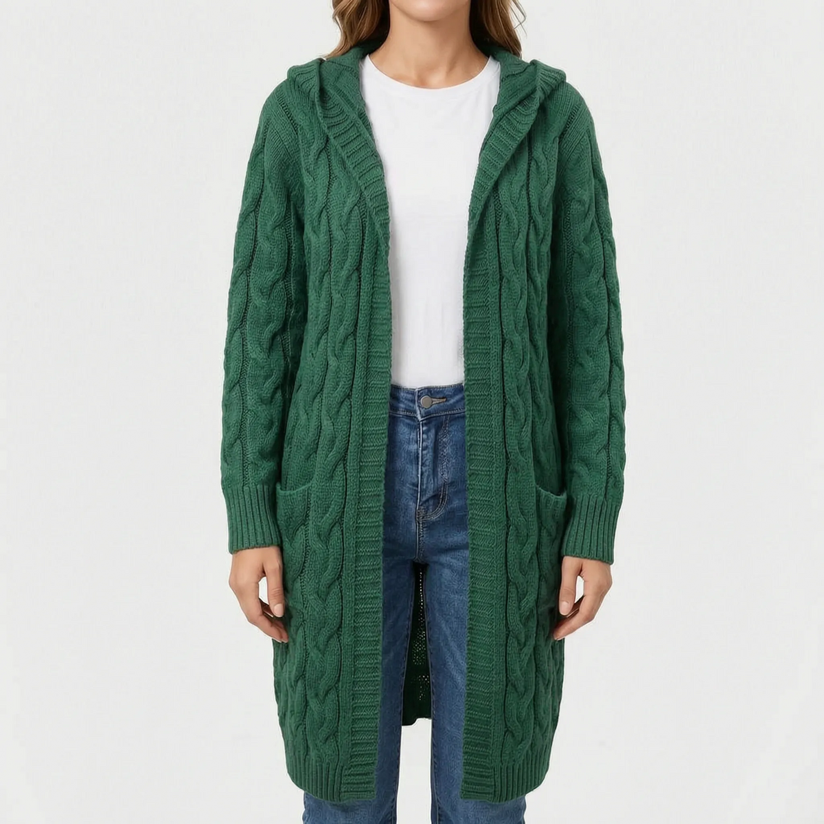 CableKnits  - Cardigan Lungo Lavorato A Trecce Abbigliamento A Strati