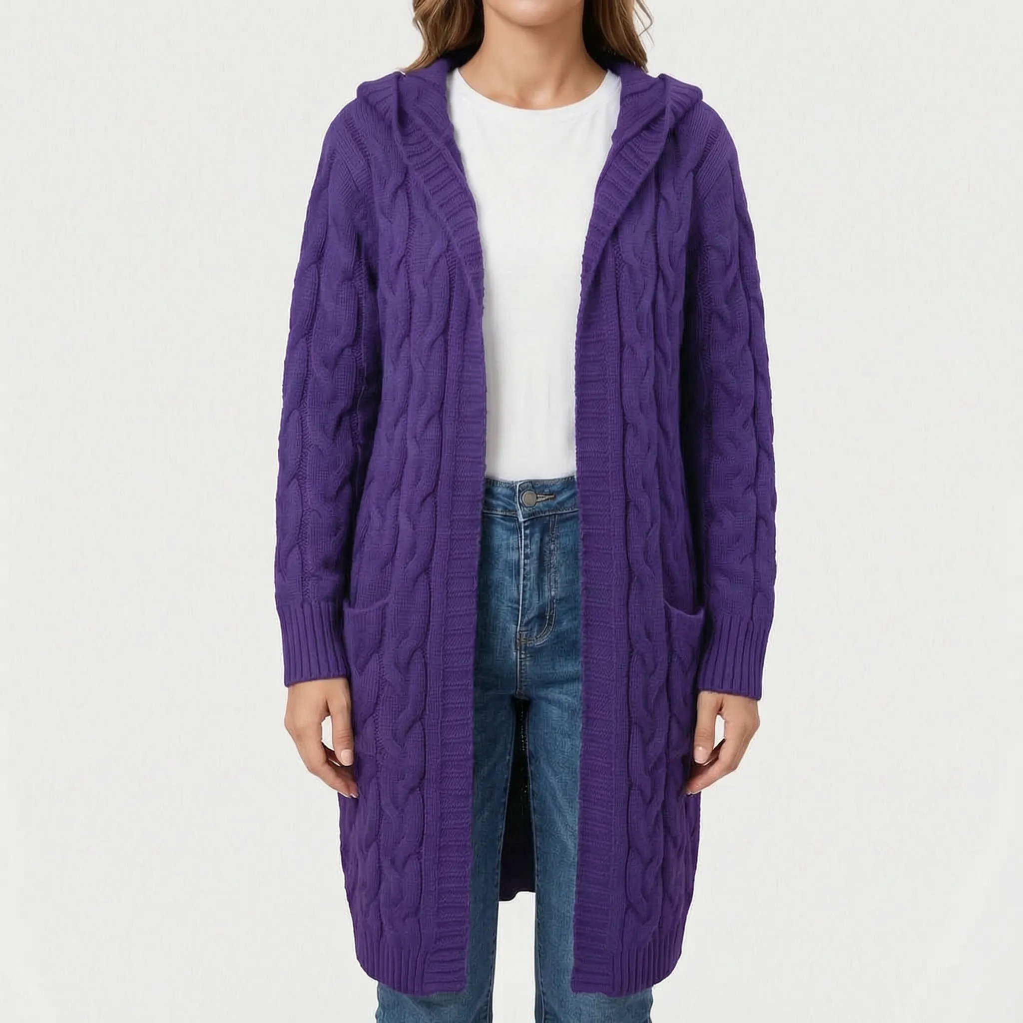 CableKnits  - Cardigan Lungo Lavorato A Trecce Abbigliamento A Strati