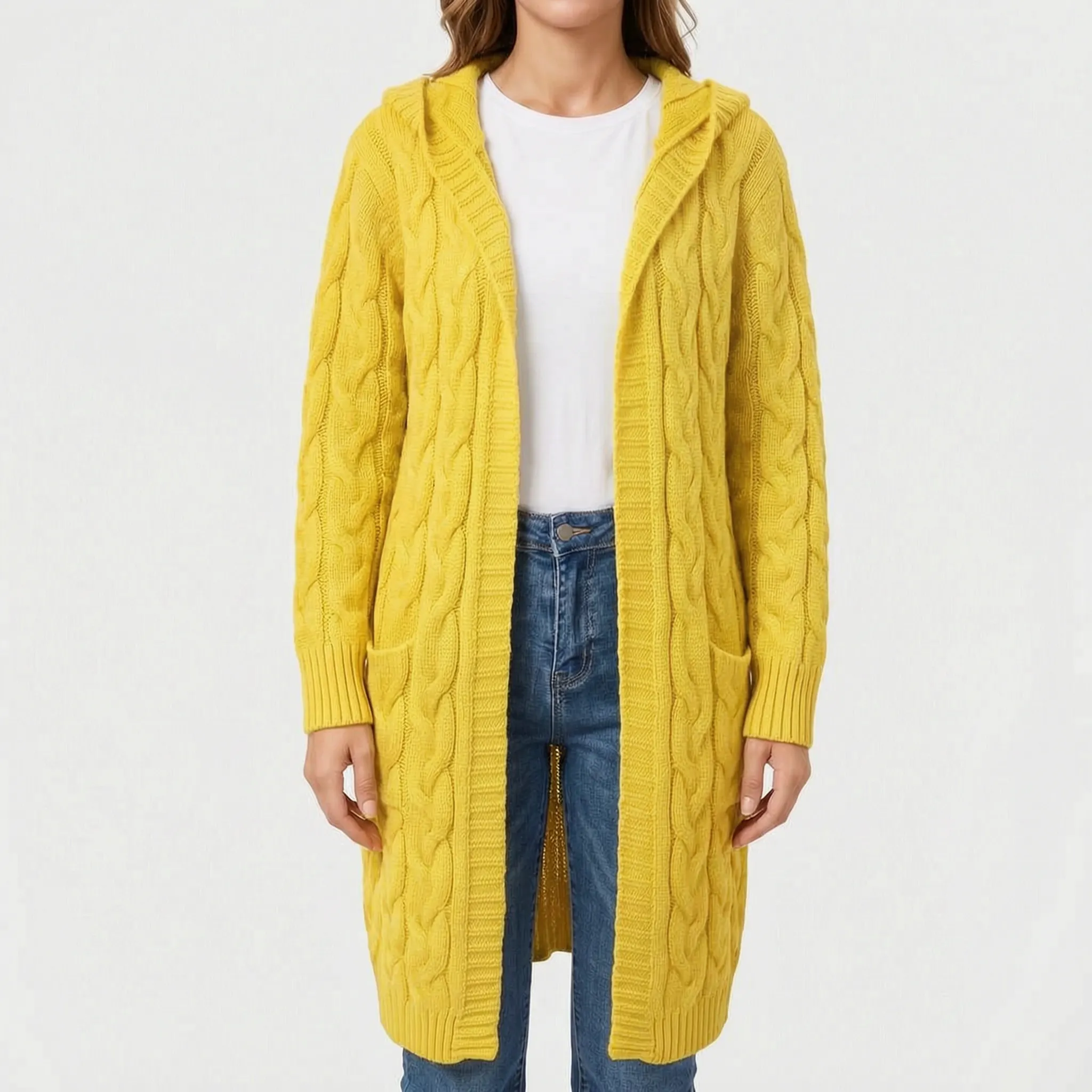 CableKnits  - Cardigan Lungo Lavorato A Trecce Abbigliamento A Strati