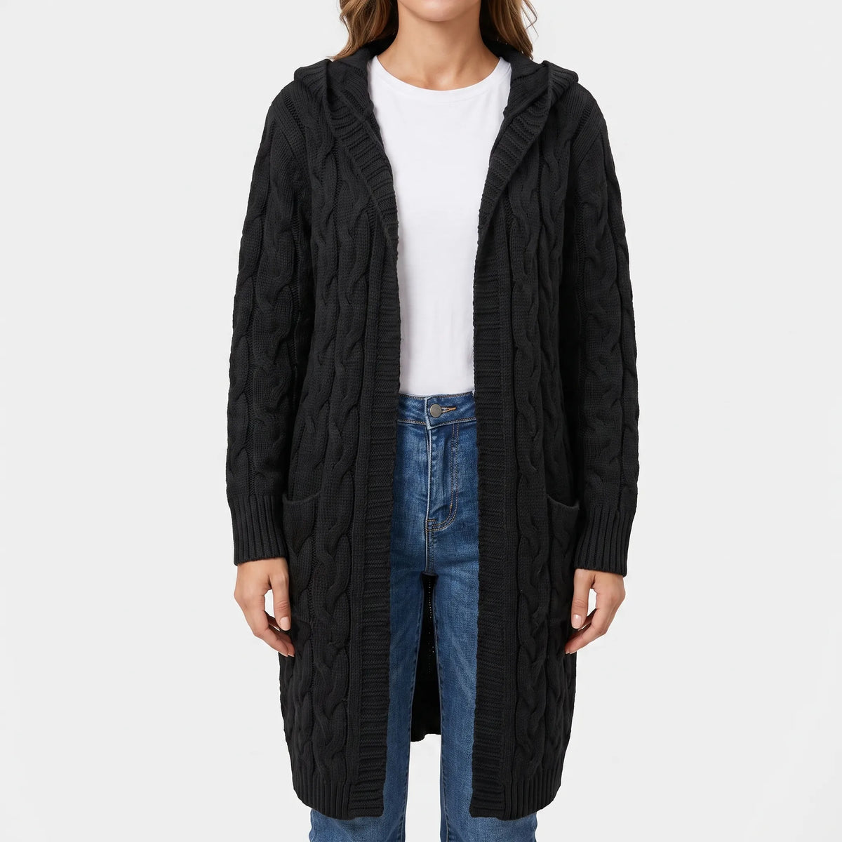 CableKnits  - Cardigan Lungo Lavorato A Trecce Abbigliamento A Strati