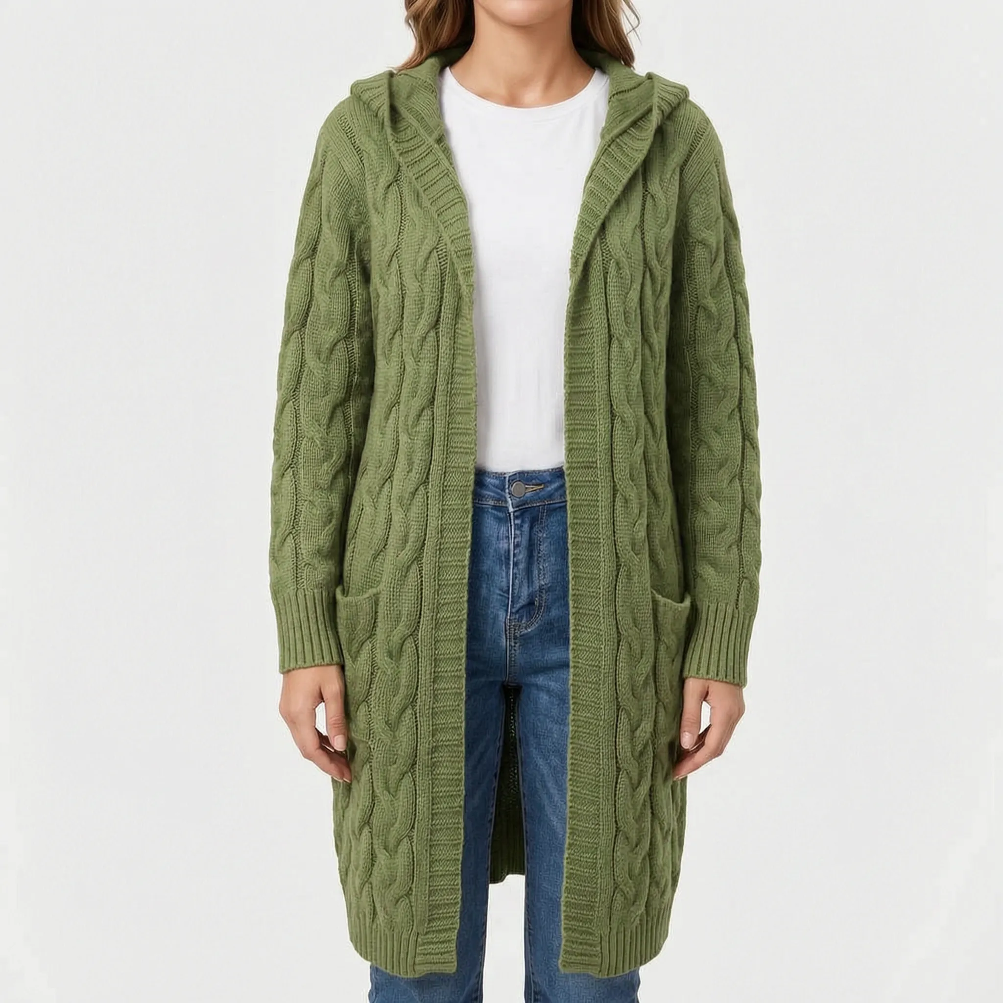 CableKnits  - Cardigan Lungo Lavorato A Trecce Abbigliamento A Strati