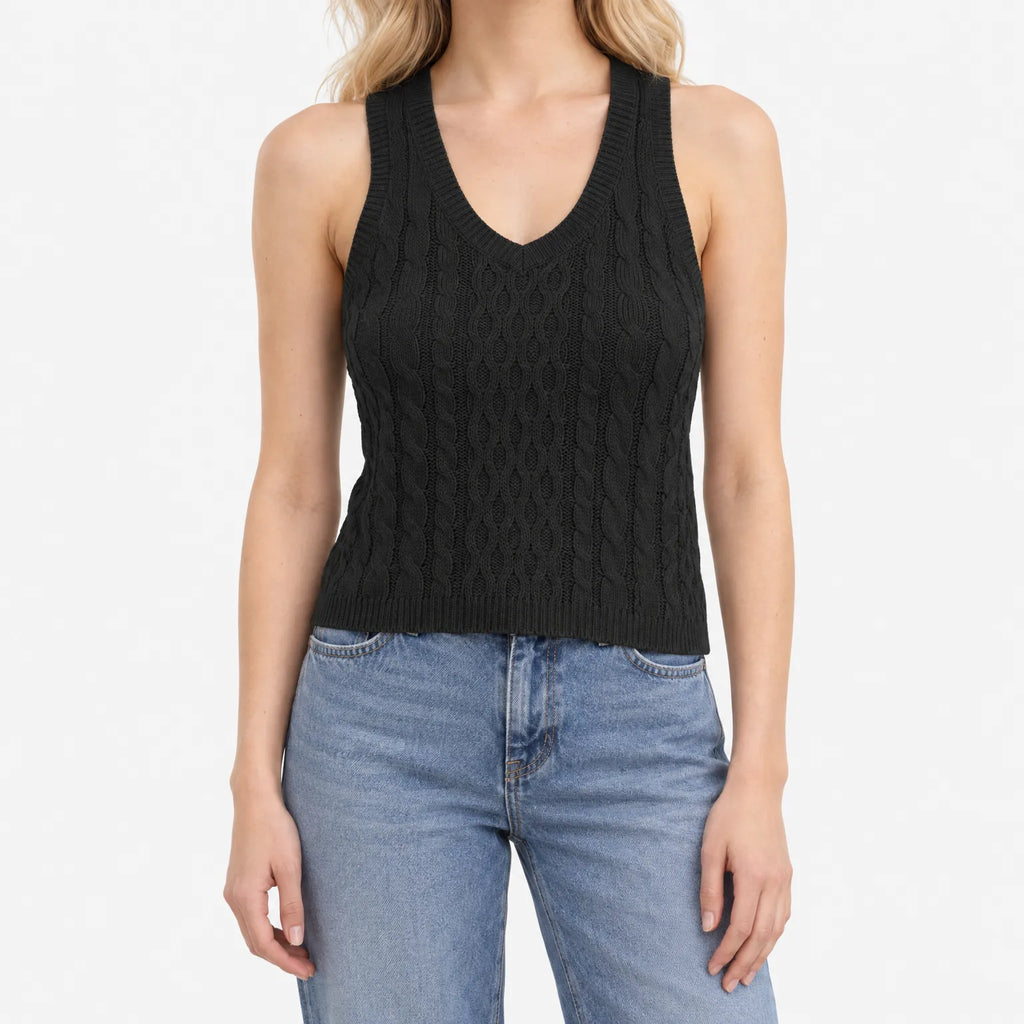 Cabletta  - V-Neck Knitted Vest Layering Over Shirts