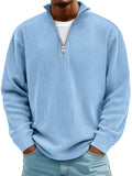 Men's ribbed quarter-zip jumper with a raised mock neck and long sleeves