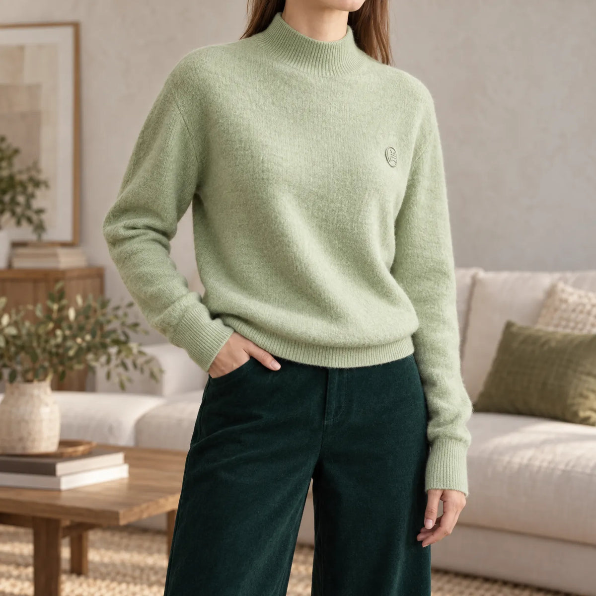 Callum  - Mock Neck Knitted Jumper Layering During Cool Weather