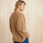 Women's oversized ribbed cardigan with V-neckline and front buttons