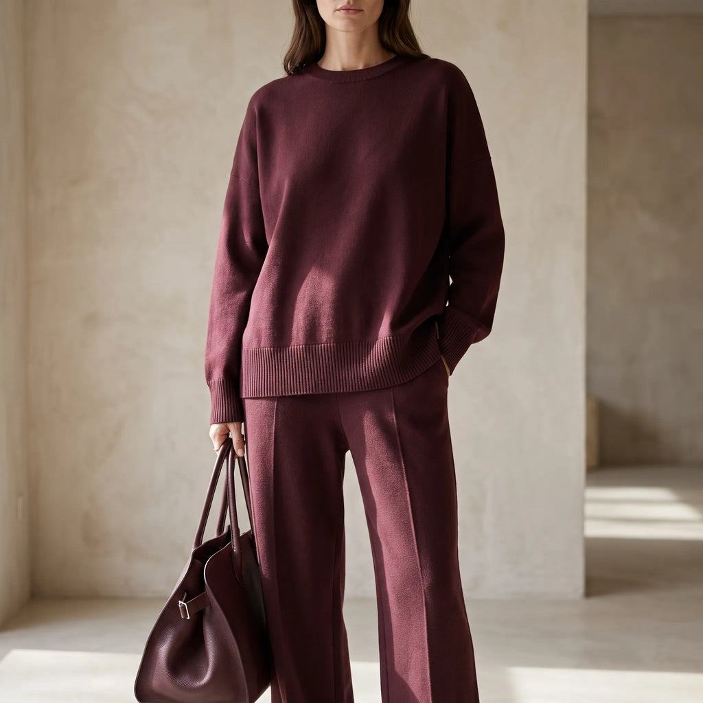 CarmineSet  - Wide Leg Loungewear Set Everyday Lounging