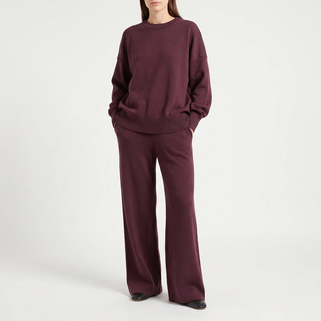 CarmineSet  - Wide Leg Loungewear Set Everyday Lounging
