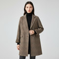 Women's checked trench coat with notch lapels, button front and patch pockets