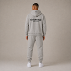 Men's grey hooded sweatshirt and jogger trouser set