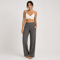 Women's high-rise wide-leg trousers with side pockets and full-length hems