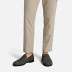 Men's perforated slip-on loafer with moccasin stitching and flat sole