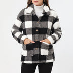Chexar  - Single-Breasted Plaid Teddy Coat Layering Over Jumpers