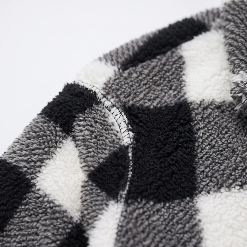 Chexar  - Single-Breasted Plaid Teddy Coat Layering Over Jumpers