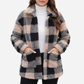 Chexar  - Single-Breasted Plaid Teddy Coat Layering Over Jumpers