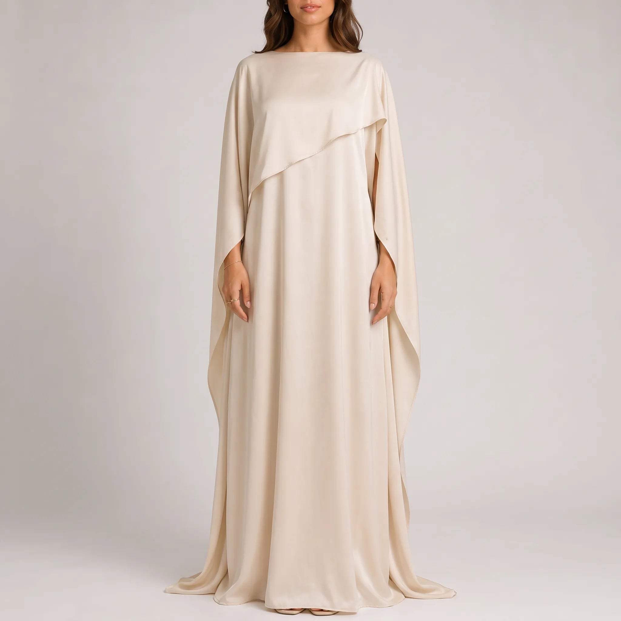 Cielis  - Draped Cape Maxi Dress Wedding Guest Outfits