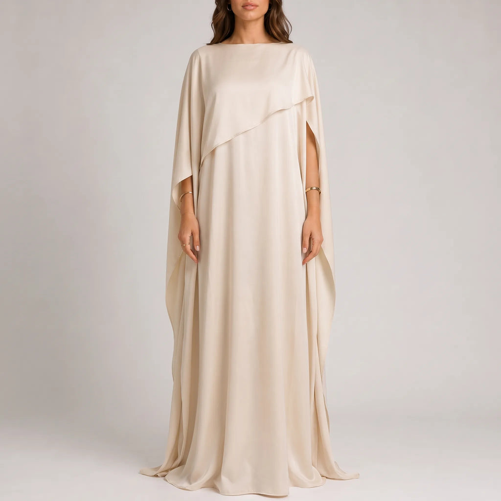 Cielis  - Draped Cape Maxi Dress Wedding Guest Outfits