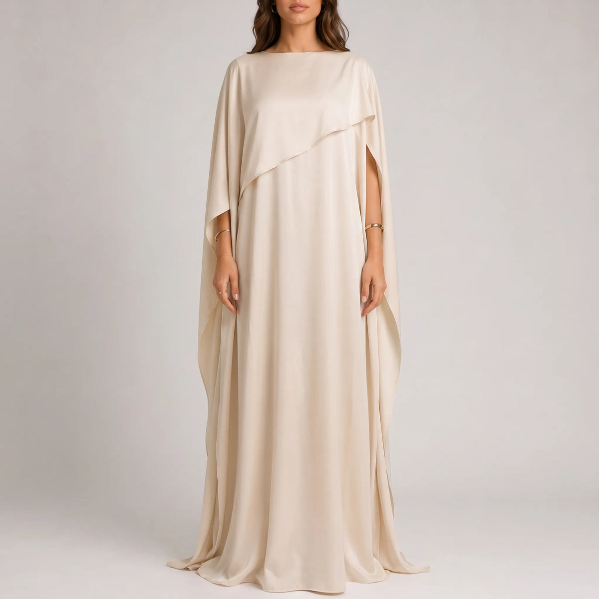 Cielis  - Draped Cape Maxi Dress Wedding Guest Outfits