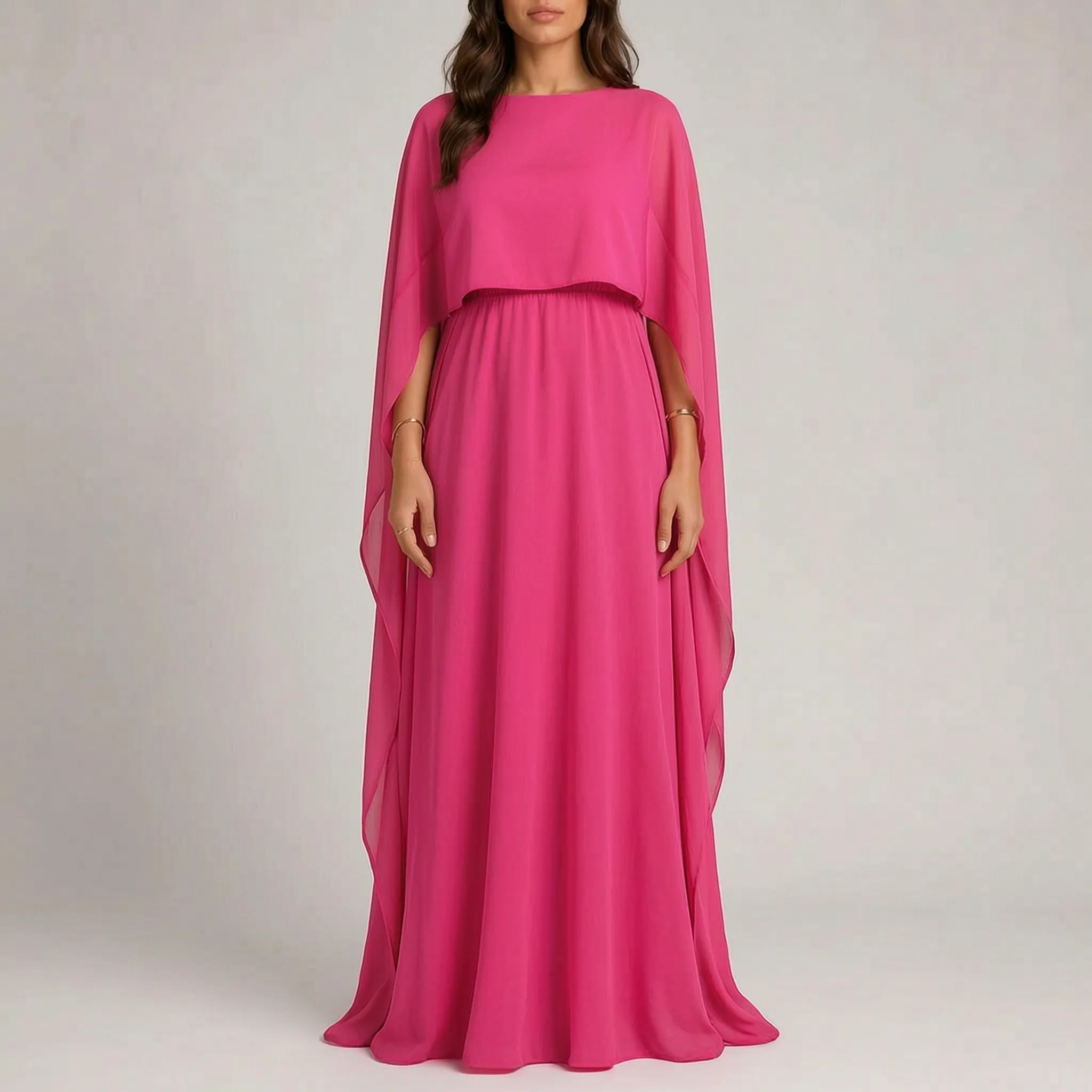 Cielis  - Draped Cape Maxi Dress Wedding Guest Outfits