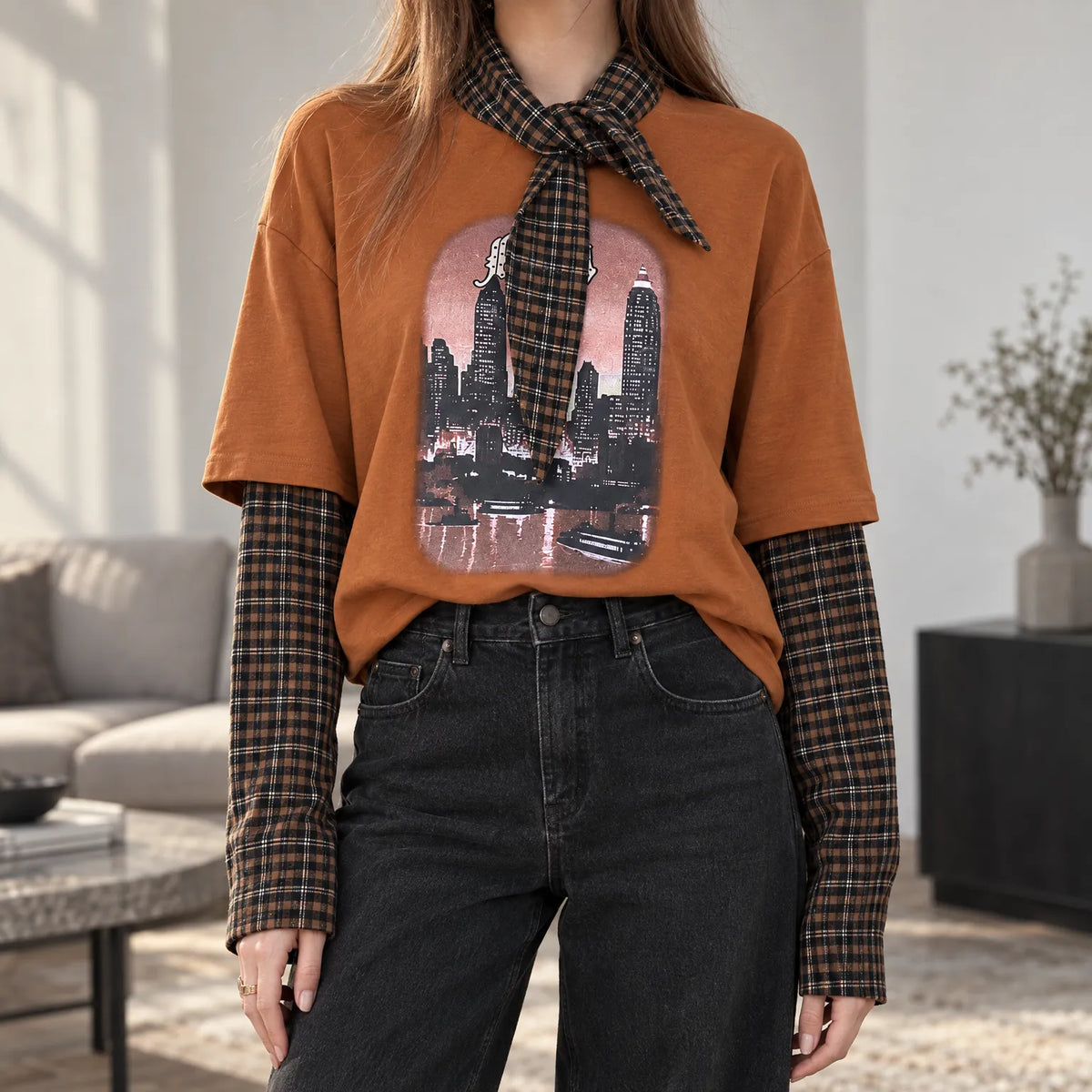 Citiloom  - Layered-Look Graphic T-Shirt Casual Layering