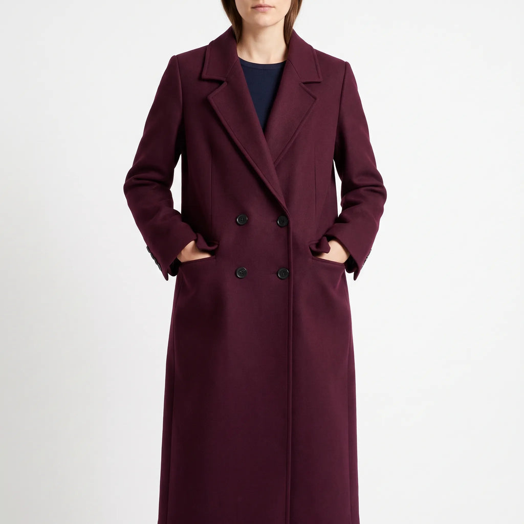 ClaretCoat  - Double-Breasted Long Winter Coat Cold Weather Styling