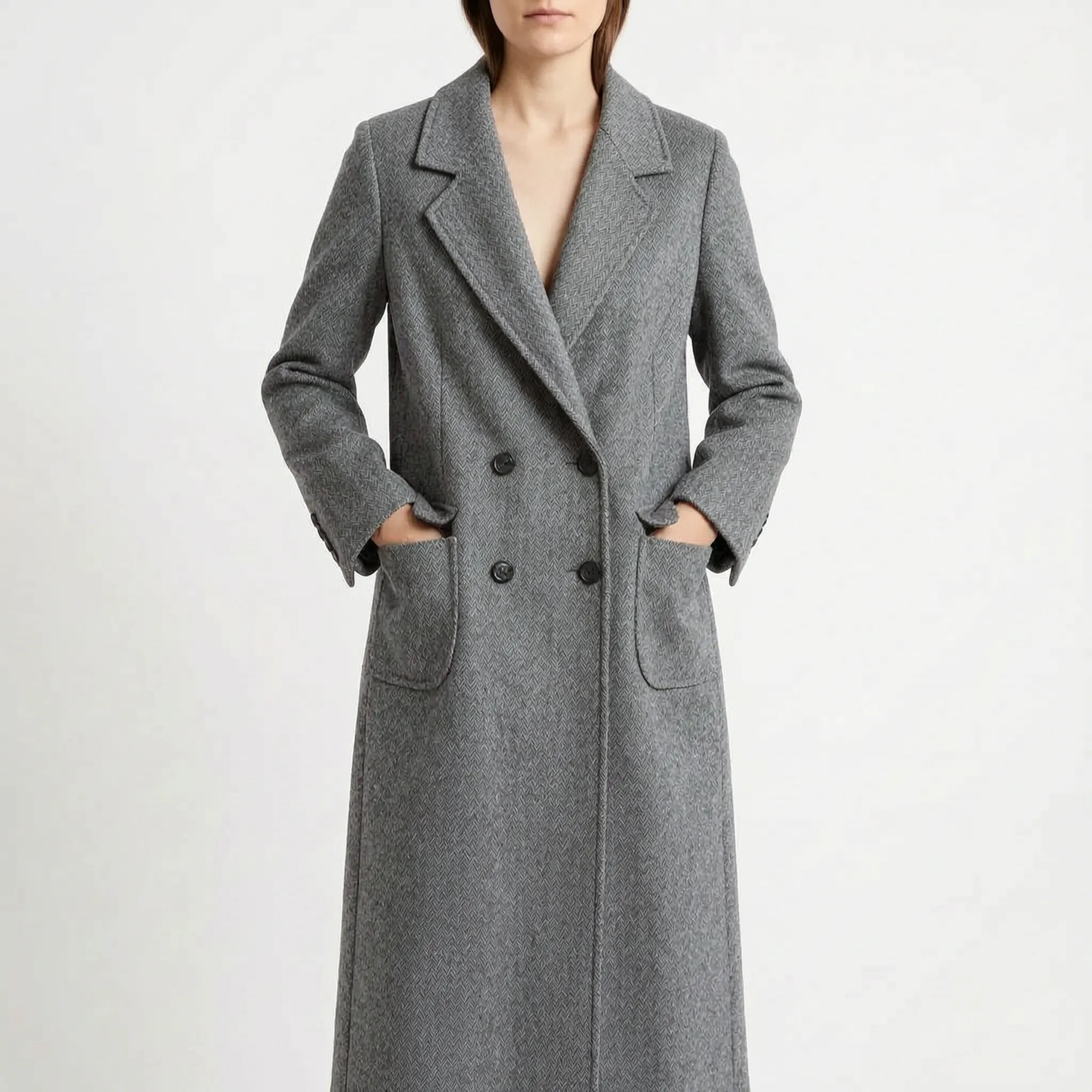 ClaretCoat  - Double-Breasted Long Winter Coat Cold Weather Styling