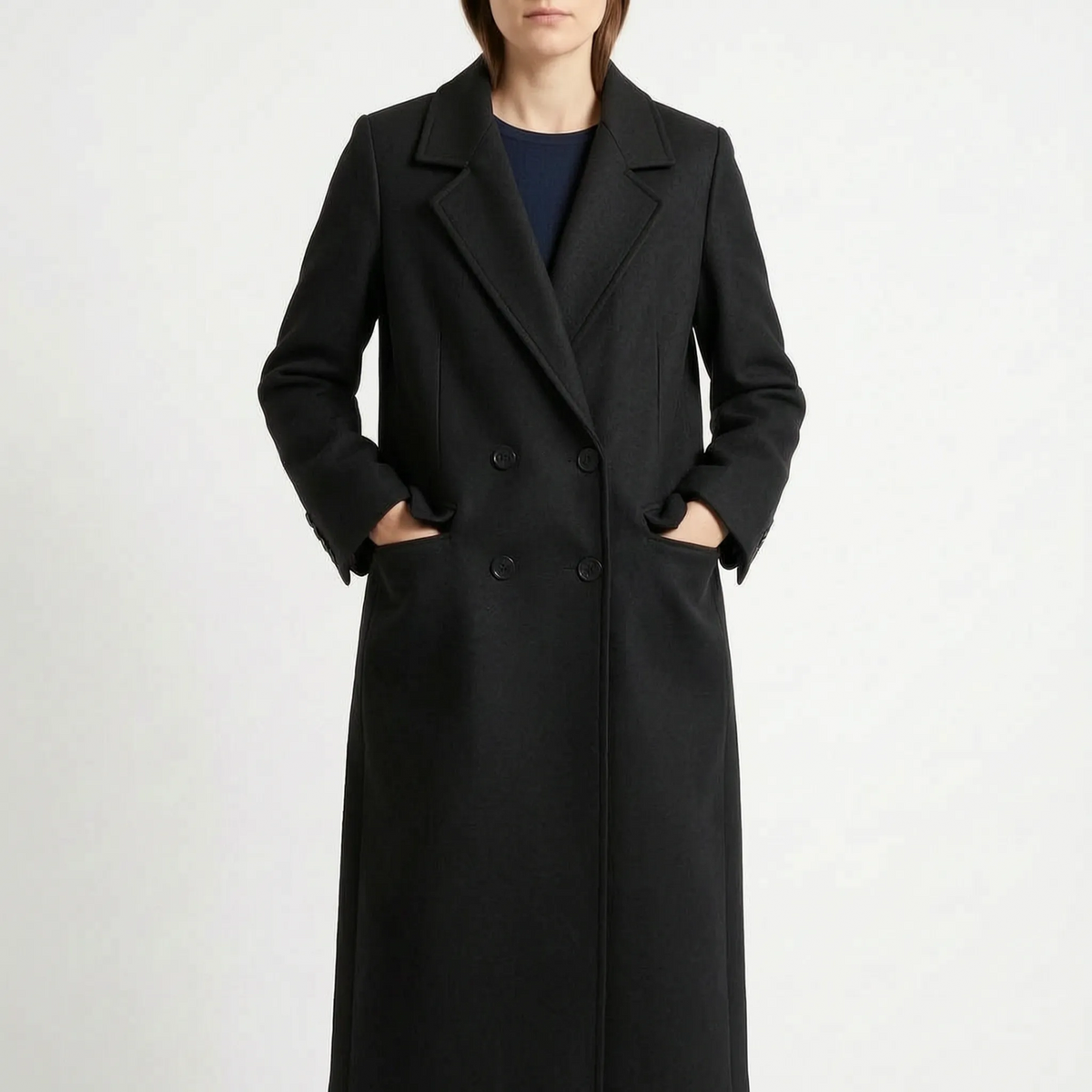 ClaretCoat  - Double-Breasted Long Winter Coat Cold Weather Styling