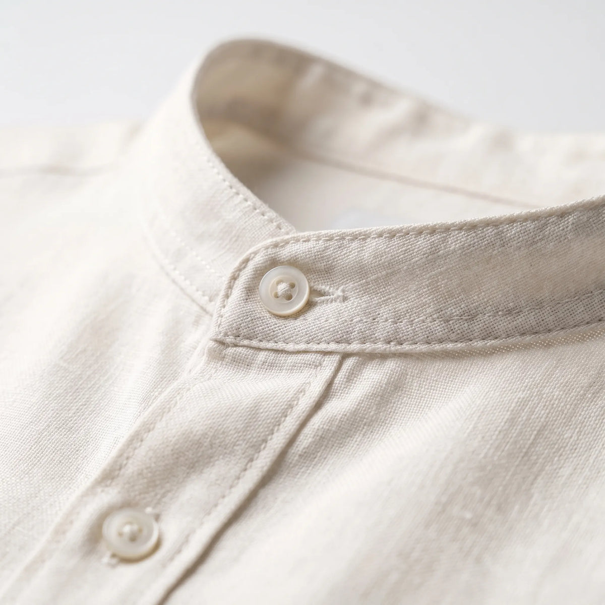 CollarlessShirt  - Grandad Collar Long-Sleeved Shirt Warm Weather Wear