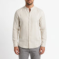 CollarlessShirt  - Grandad Collar Long-Sleeved Shirt Warm Weather Wear