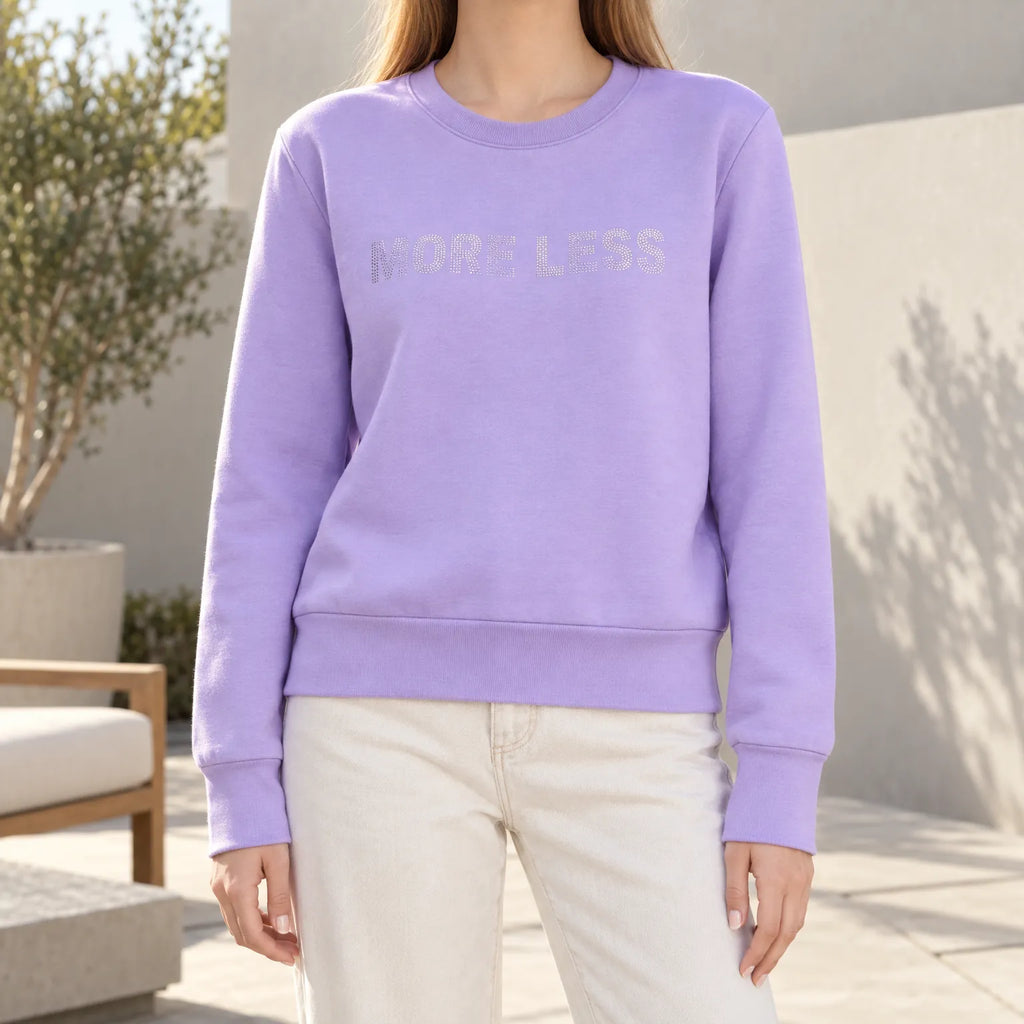Comfura  - Letter Bead Embroidered Sweatshirt Relaxing At Home