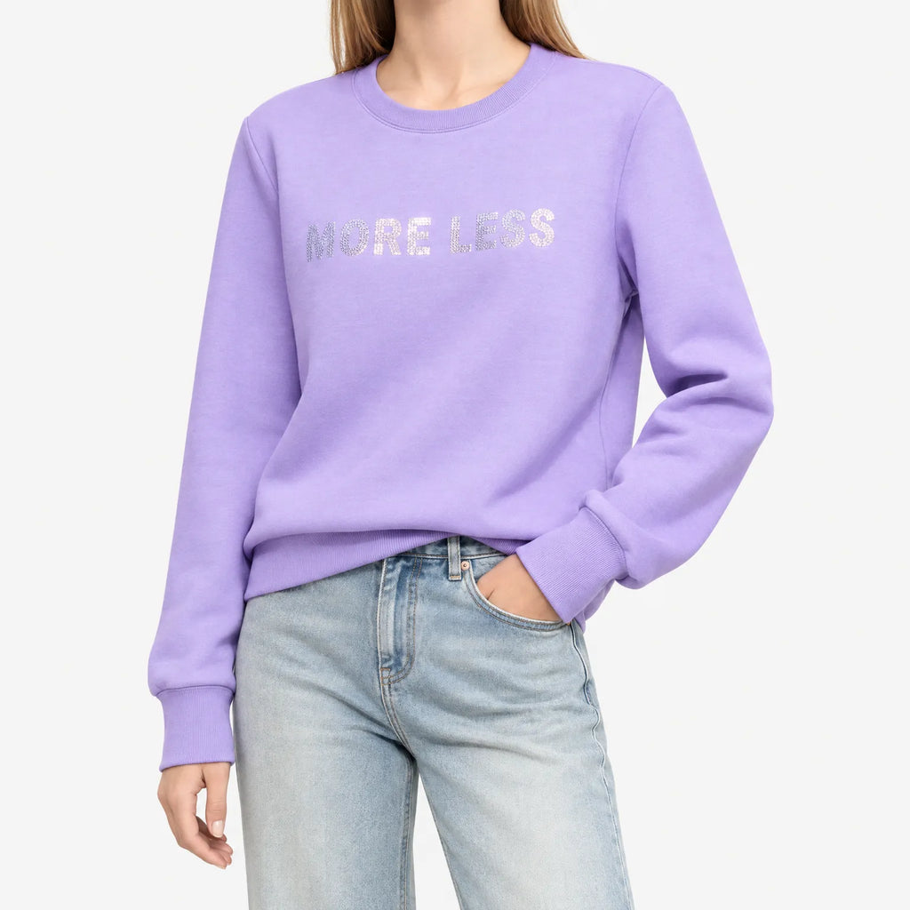 Comfura  - Letter Bead Embroidered Sweatshirt Relaxing At Home