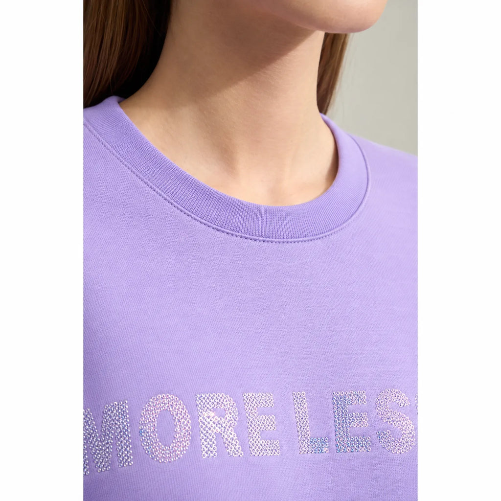 Comfura  - Letter Bead Embroidered Sweatshirt Relaxing At Home