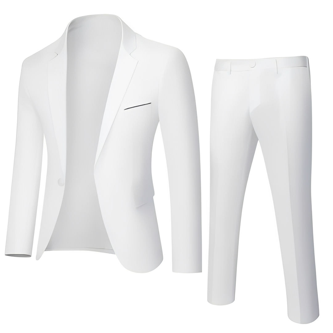 Men's slim two-piece suit set with tailored blazer and matching trousers