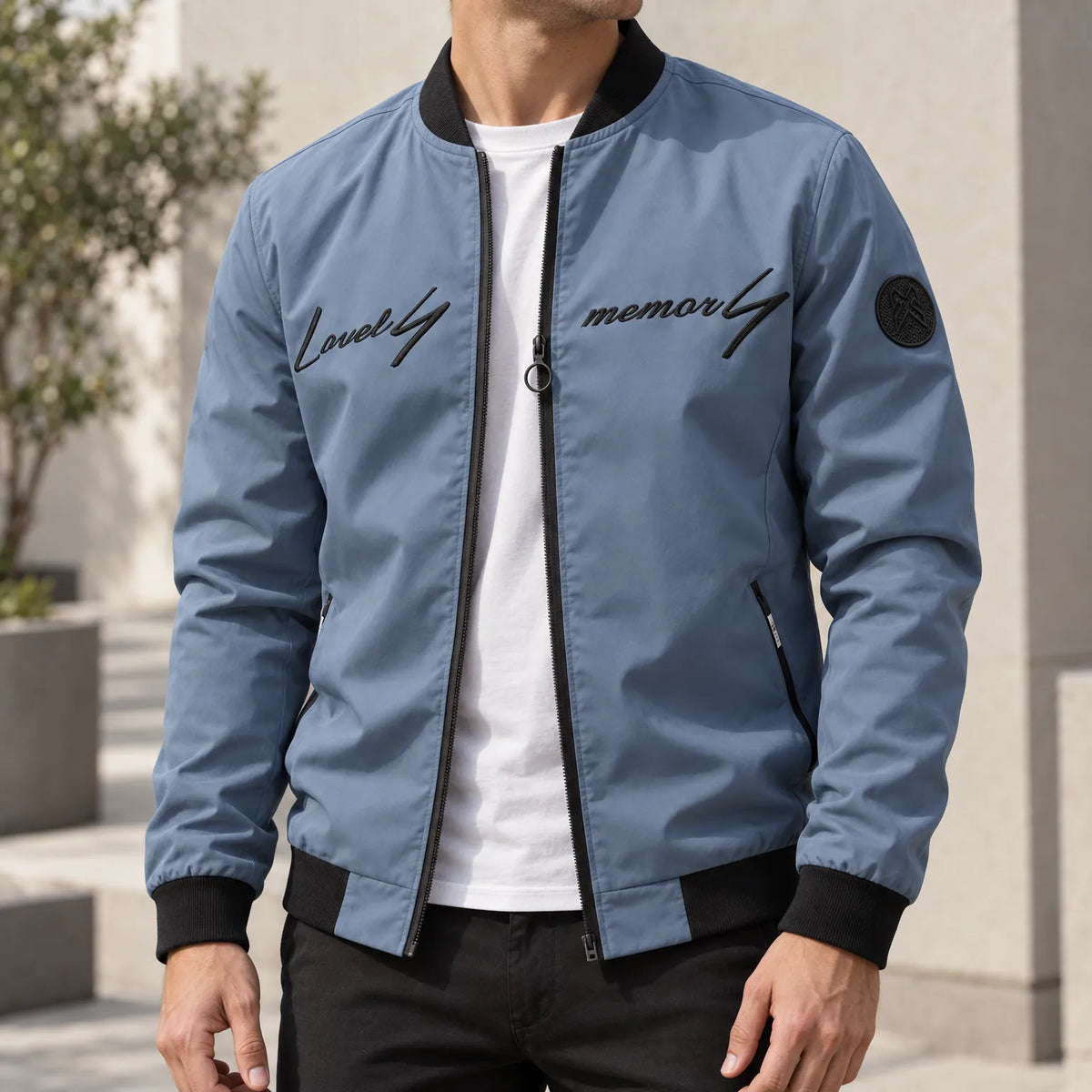 Corvis  - Casual Embroidered Bomber Jacket Layering For Transitional Weather