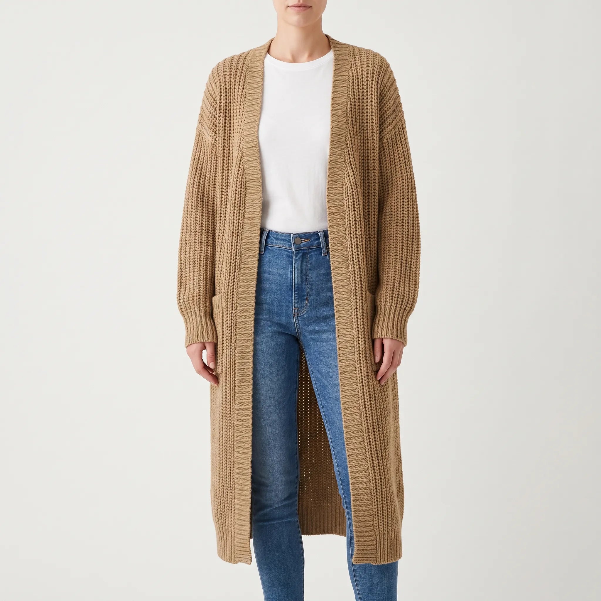 Coseda  - Chunky Ribbed Oversized Longline Cardigan Layering Over Outfits