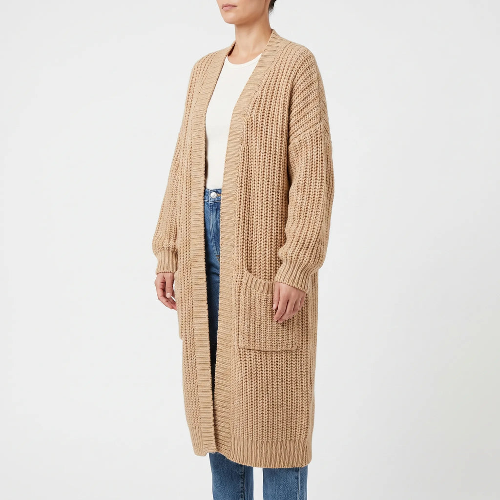 Coseda  - Chunky Ribbed Oversized Longline Cardigan Layering Over Outfits