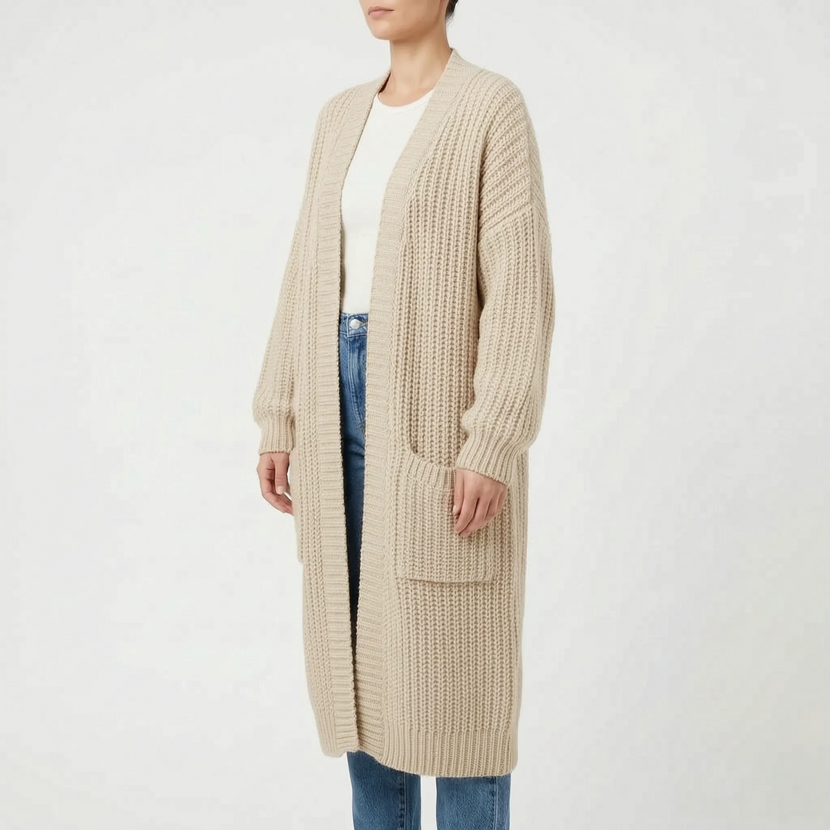 Coseda  - Chunky Ribbed Oversized Longline Cardigan Layering Over Outfits
