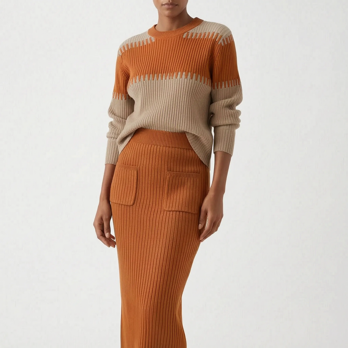 Costanza  - Completo In Maglia Gonna E Maglione Abbigliamento Da Ufficio Informale