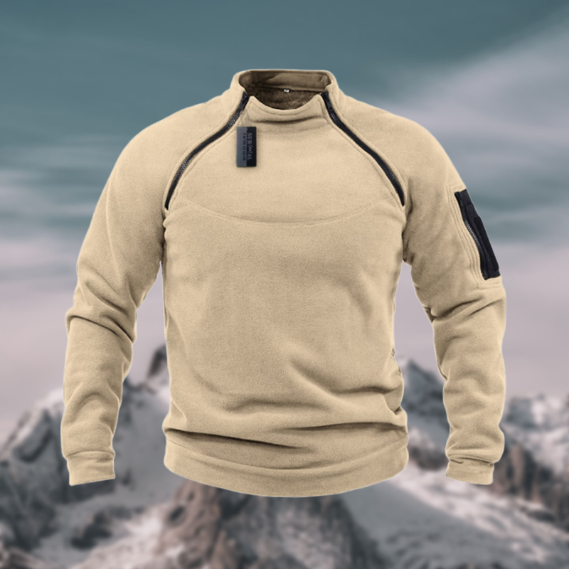 Men's long-sleeve quarter-zip jumper with stand collar and sleeve pocket